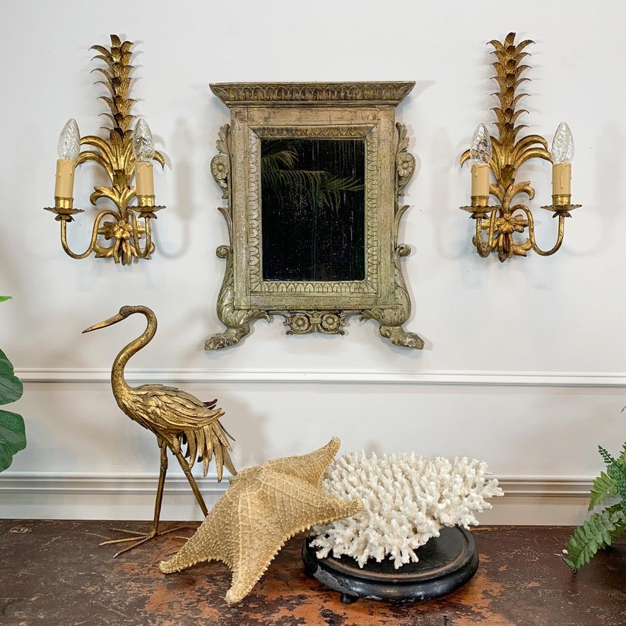 Silver Gilt Carved Wood Italian Wall Mirror 18th Century