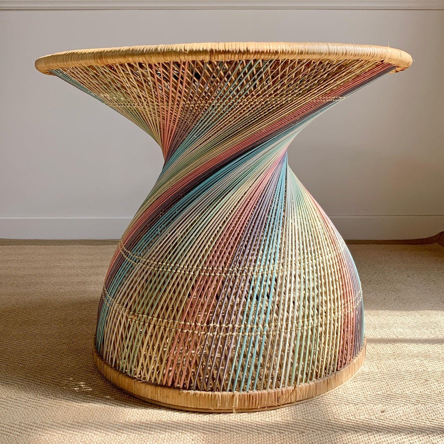 Italian Rainbow Rattan 'Emmanuelle' Peacock Coffee Table 1970's