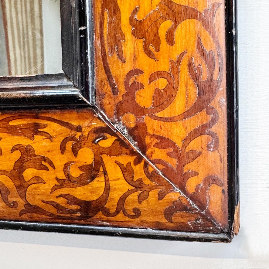 William and Mary Walnut and Seaweed Marquetry Mirror Circa 1690