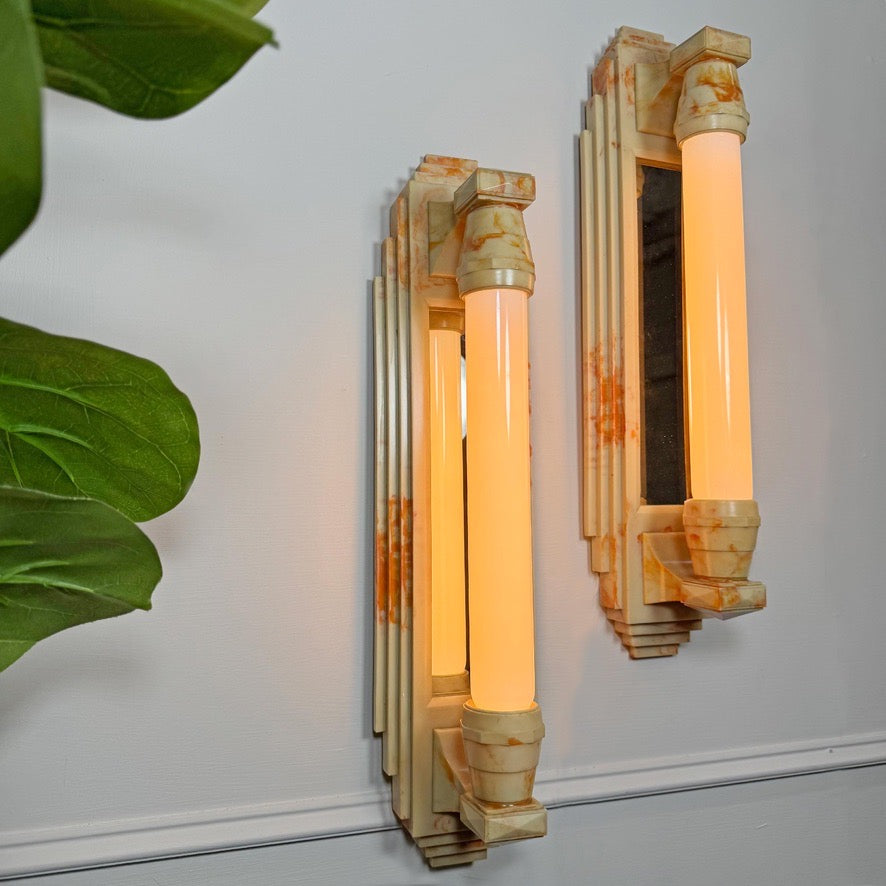 Art Deco Skyscraper Bakelite Mirrored Wall Lights