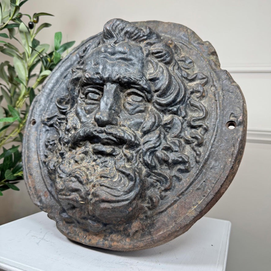19th Century Cast Iron Wall Plaque Zeus