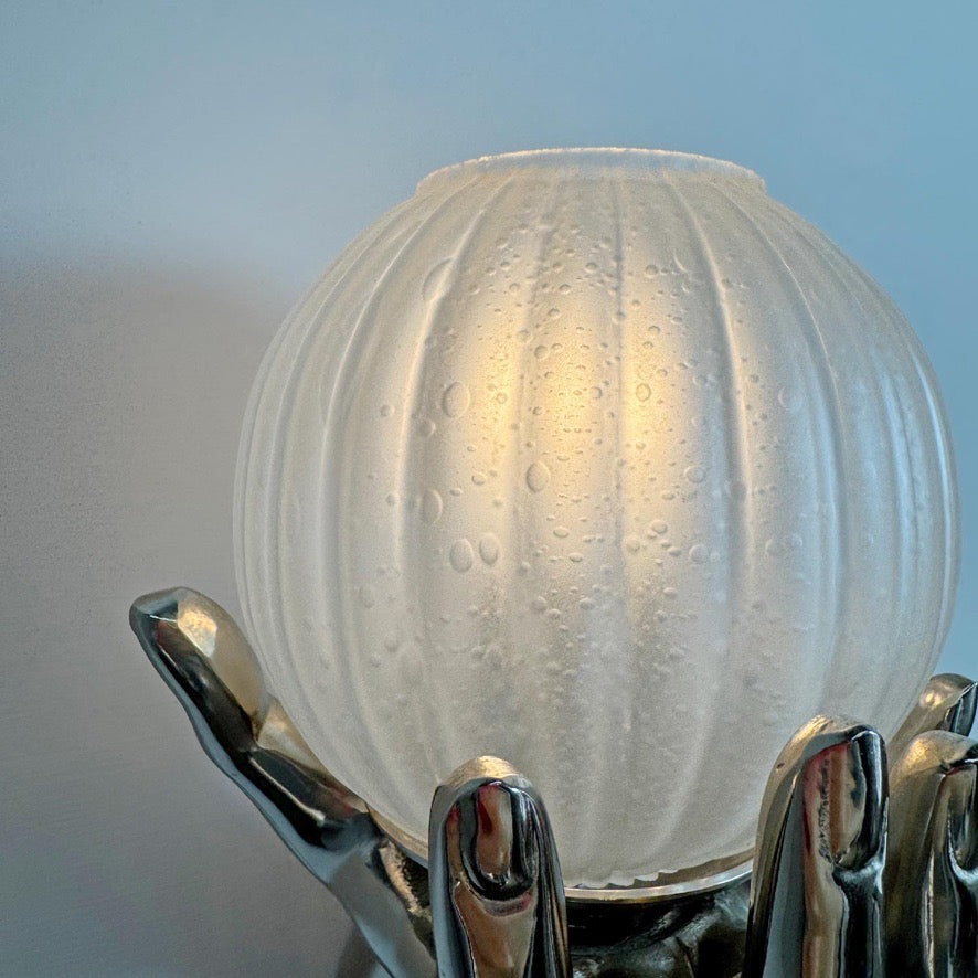 Vintage Maison Arlus Bronze Hand Wall Sconce in Silver France 1970's