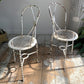 Superb pair of Rare White Tri-Legged Regency Wrought Iron Chairs