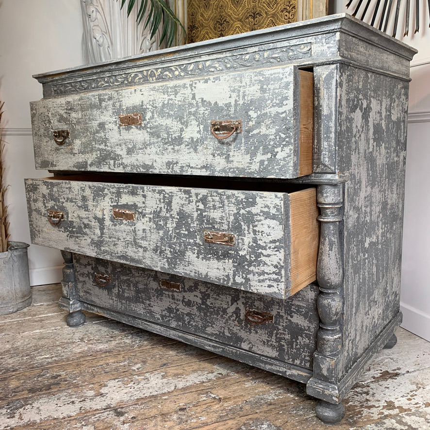 Large Grey French Chest Of Drawers 1930's