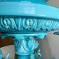 Jerome Massier Blue Glazed Faience Satyr Planter and Stand