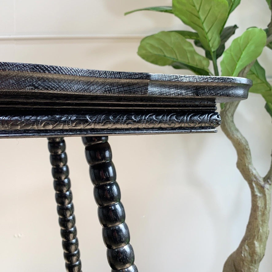 Victorian Glass Ball And Claw Black Ebonised Table 1870's