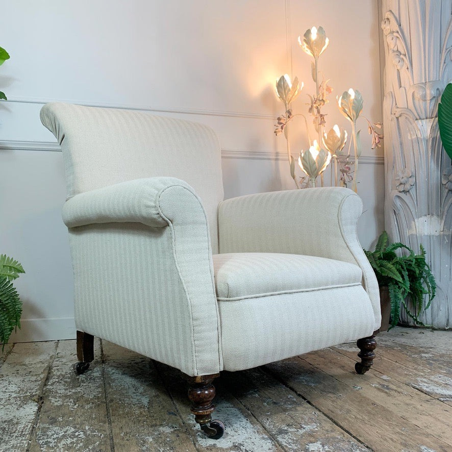 Victorian Cream Sleigh Back Country House Armchair