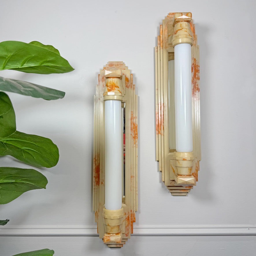 Art Deco Skyscraper Bakelite Mirrored Wall Lights