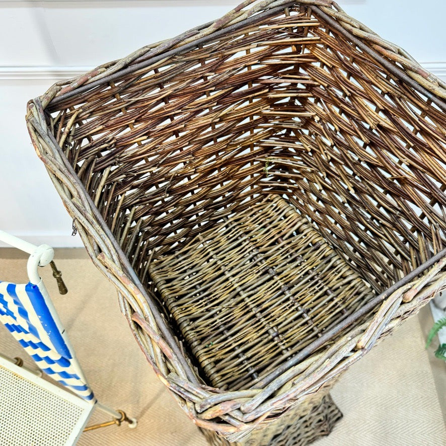 Very Large Hand Woven Willow Plant Stand 1970's England