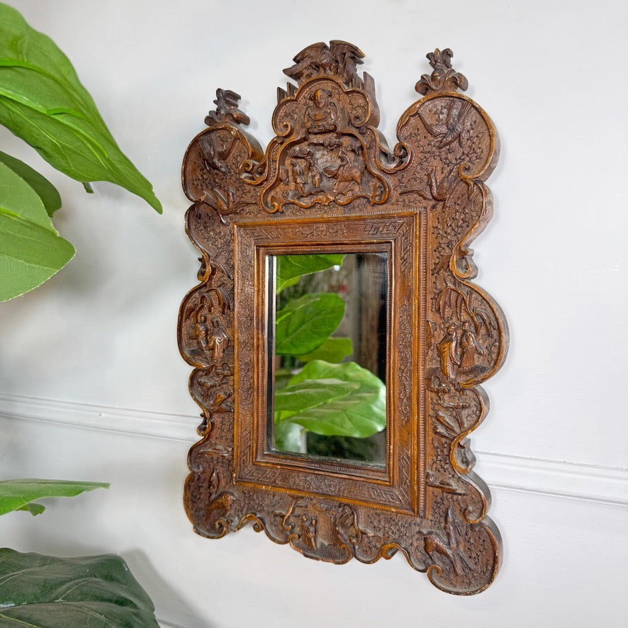 An Exceptionally Carved Qing Dynasty Hardwood Chinese Export Mirror