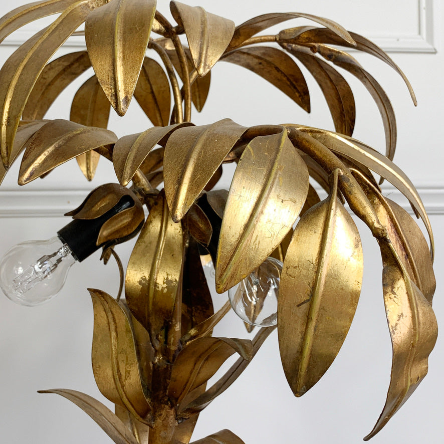 Hans Kogl Gold Palm Tree Table Lamp, 1970's