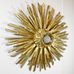 Large Water Gilded Gold Wooden Chapel Sunburst Flush Light