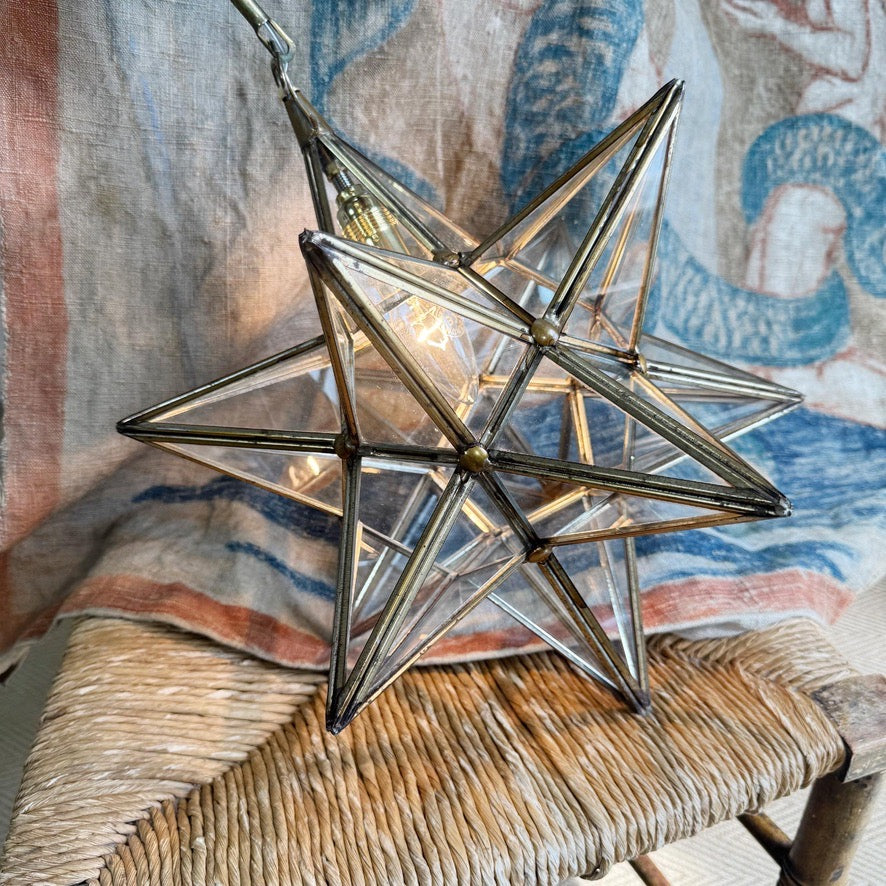 1920's Moravian Glass Star Pendant Ceiling Light