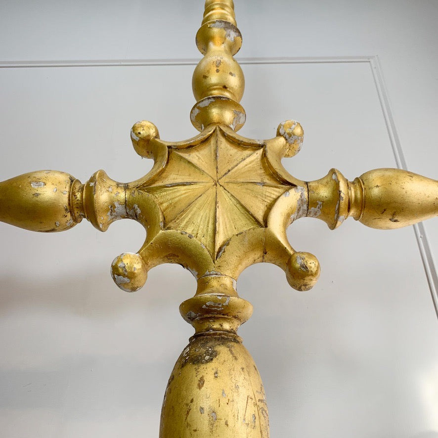 Early 19th Century Giltwood and Gesso Large Italian Cross