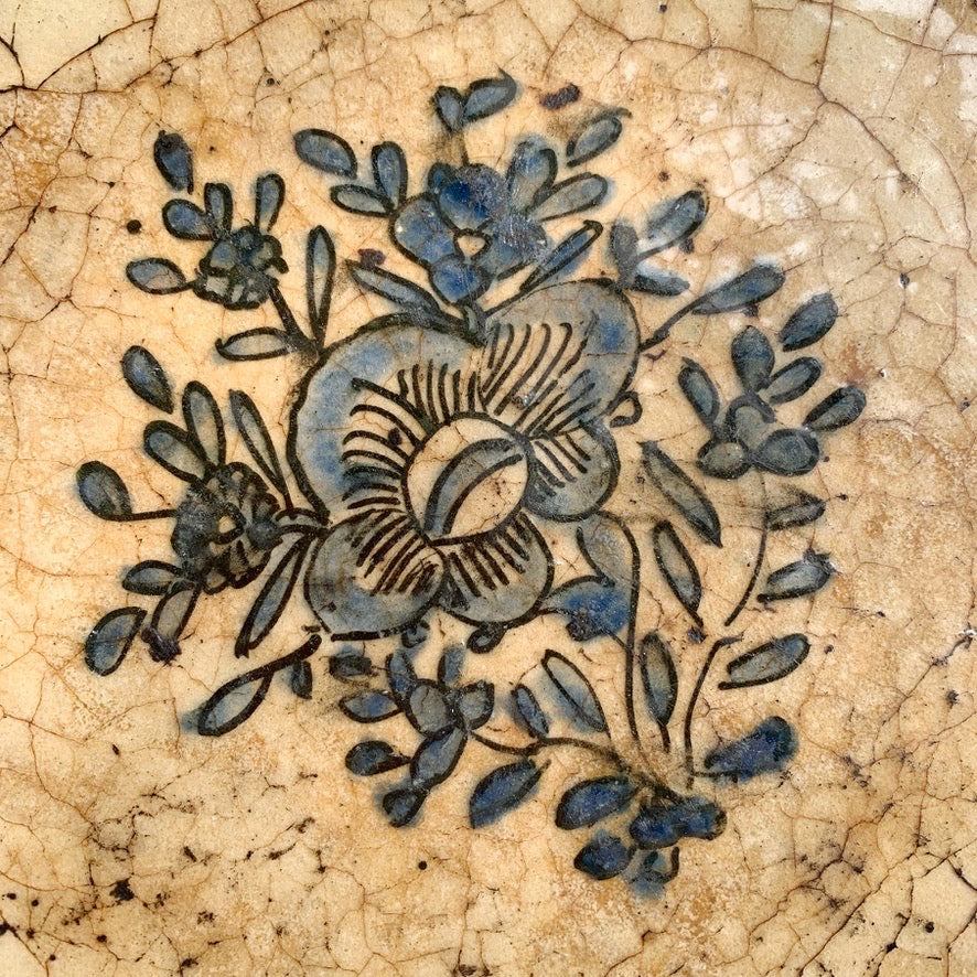 17th Century Safavid Blue Pottery Dish