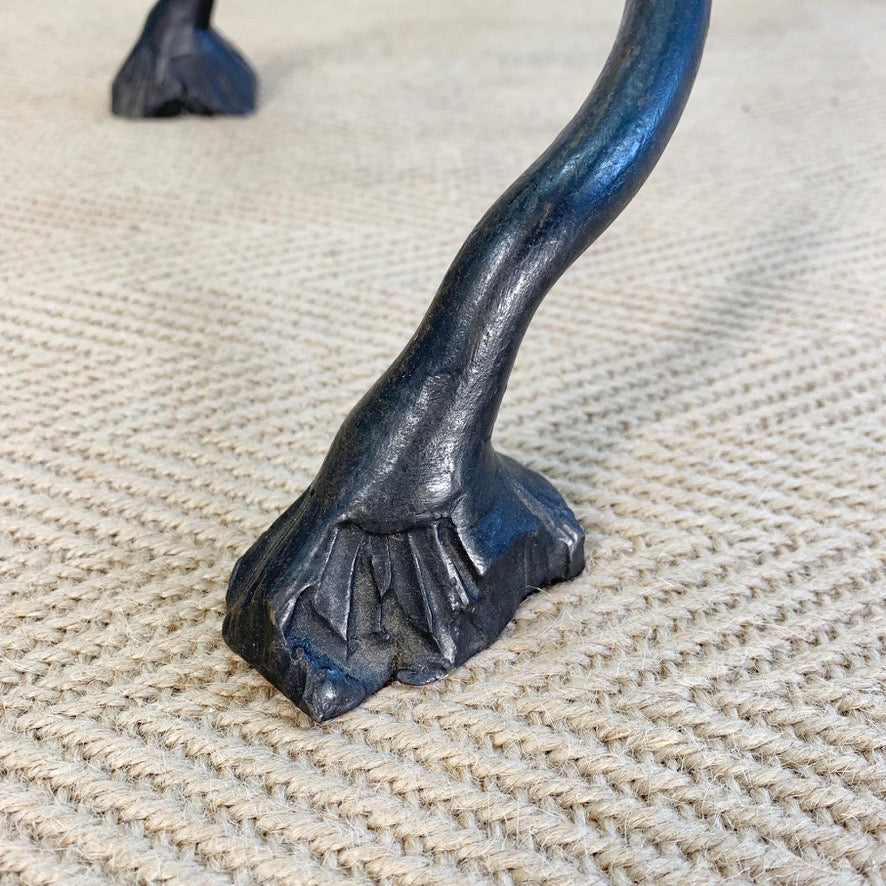 Wrought Iron Animalistic Glass Top Coffee Table
