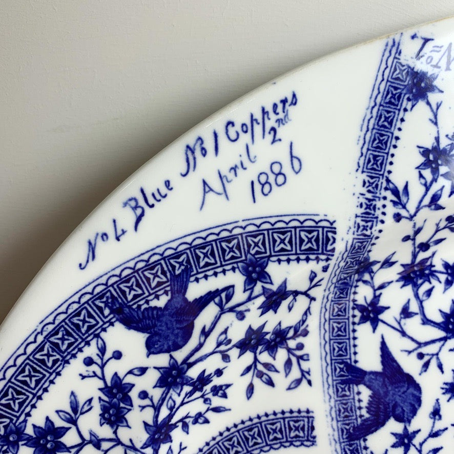 19th Century Derby Pottery Blue and White Sample Pattern Plate