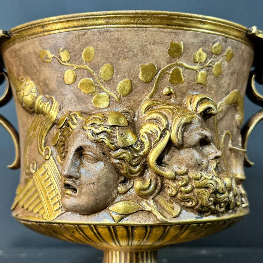 Pair of Ferdinand Barbedienne Low Handled Bronze Urns after the Zaffoli Borghese Vase