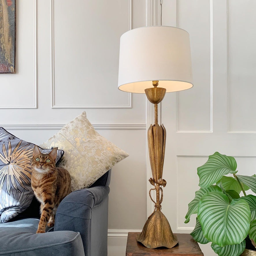 1950's Gold Lotus Flower American Table Lamp by the Marbro Company