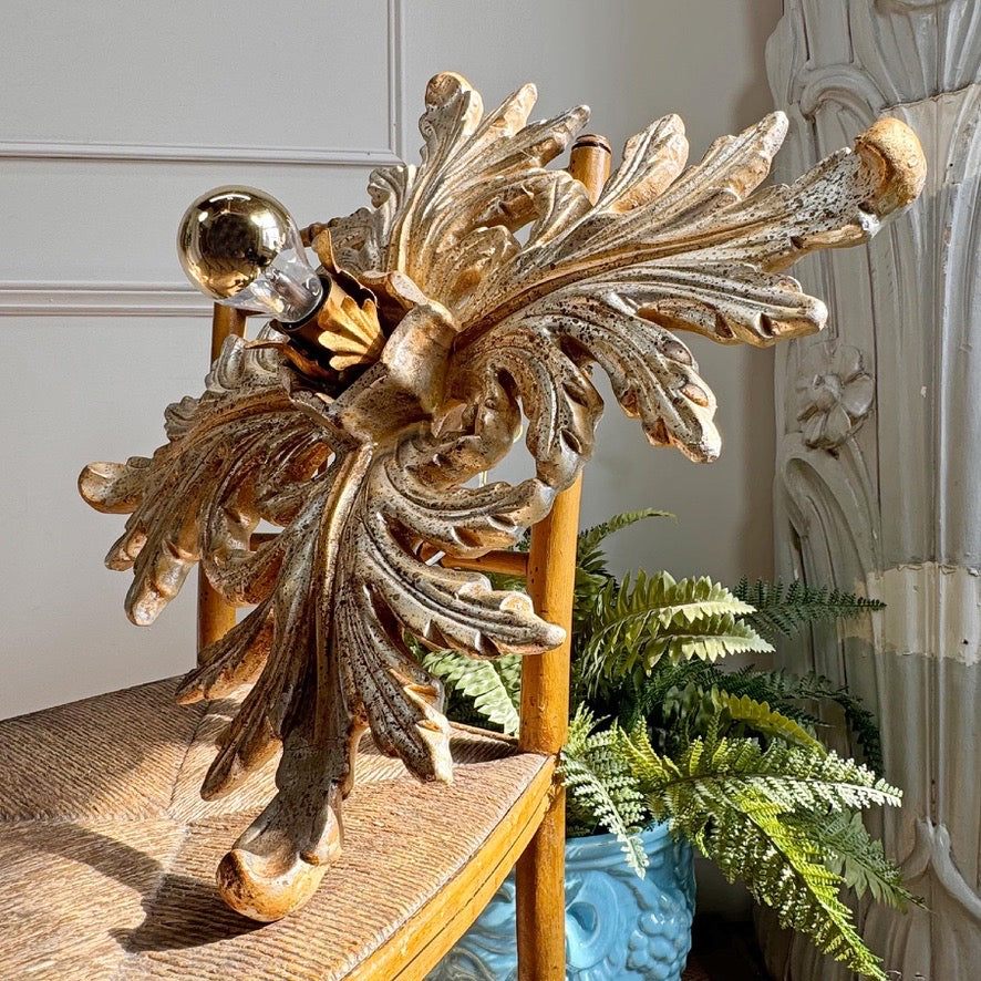 Silver Giltwood Florentine Flush Mount Light