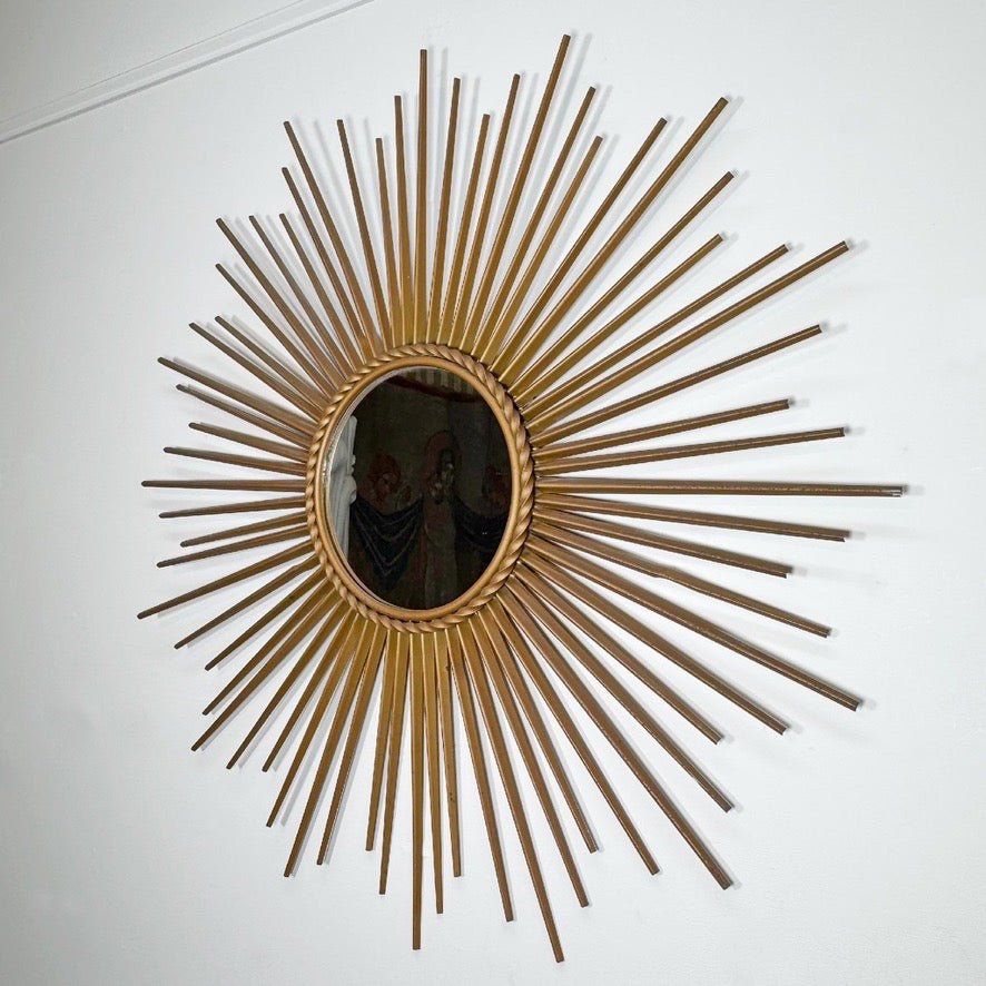 Large Chaty Vallauris Vintage Sunburst Mirror 1950