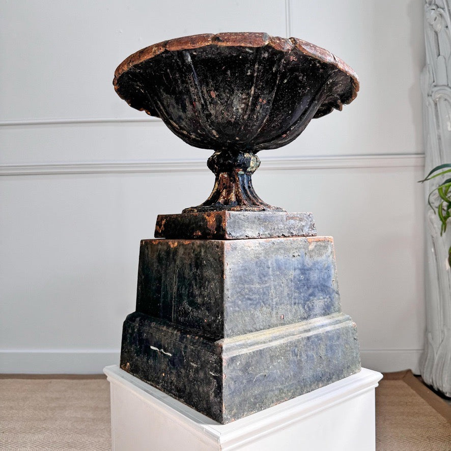 Antique Handyside Style Cast Iron Tazza Urn on Plinth 19th Century