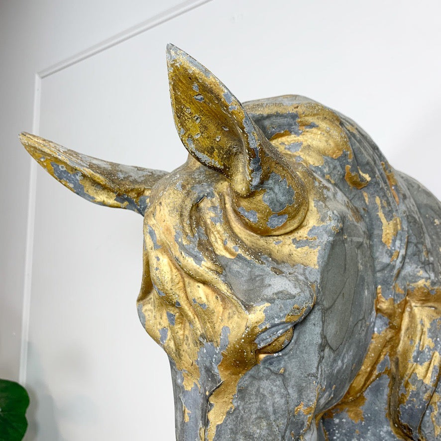 Zinc and Gold Horse Head Butchers Trade Sign Flemish 1860