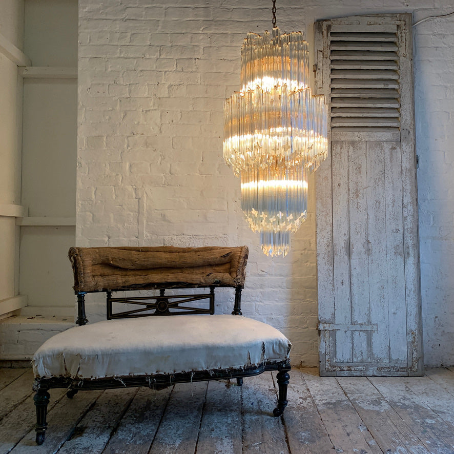 Venini Murano Quadriedri Chandelier 1970's