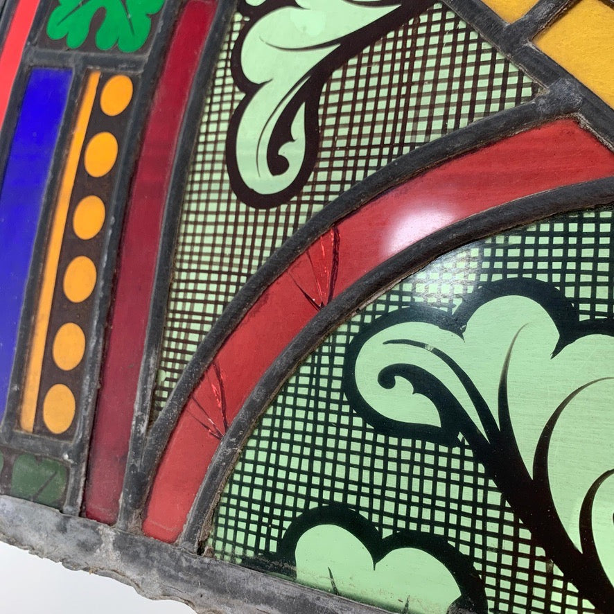 19th Century French Hand Painted Stained Glass Church Panel