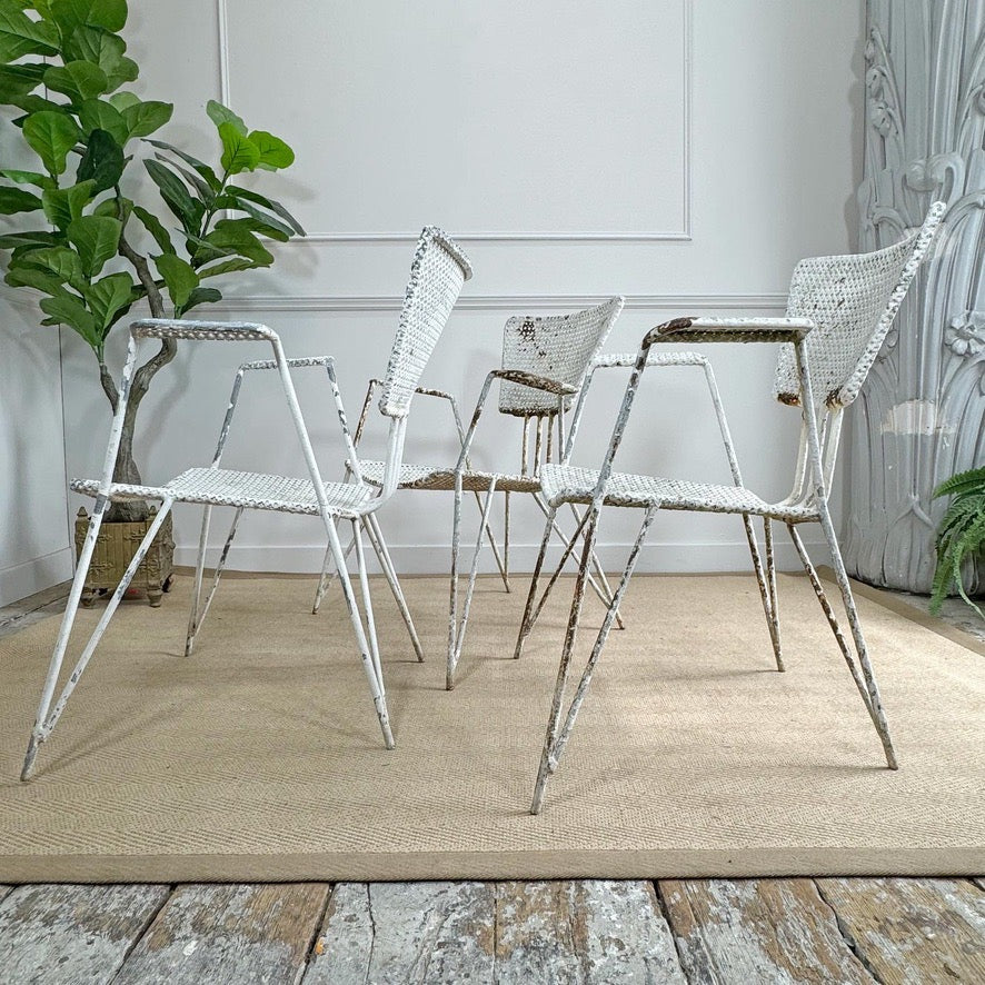 Mathieu Matégot Perforated Sheet and Tubular Metal Chairs