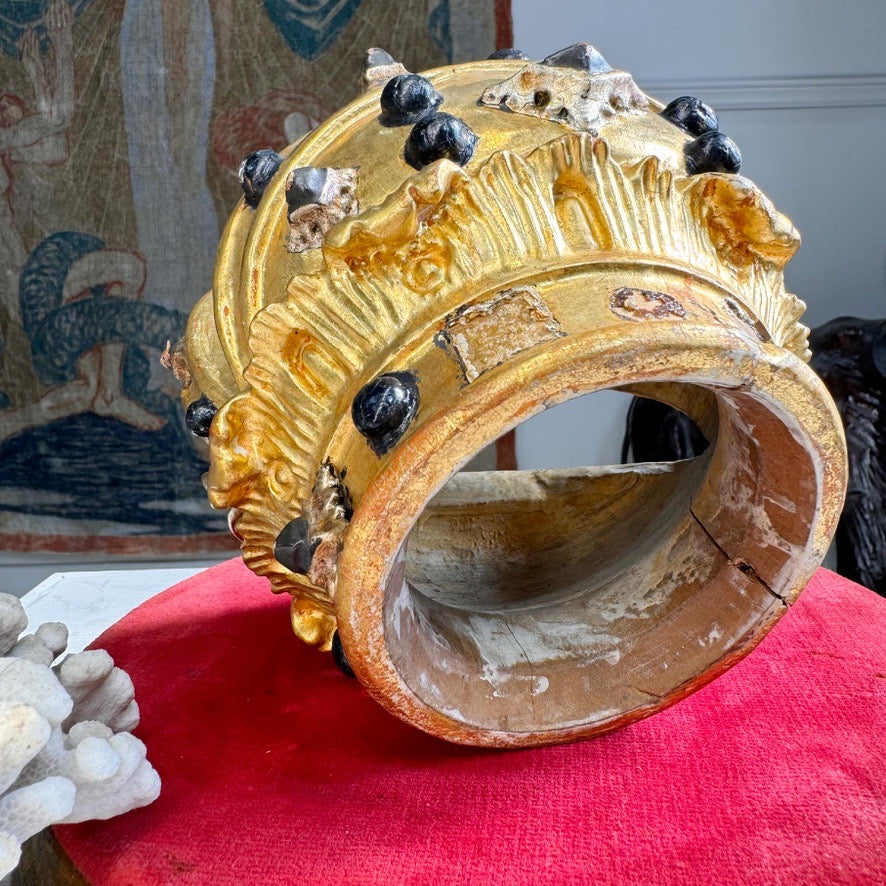Antique Giltwood and Gesso Catholic Processional Crown