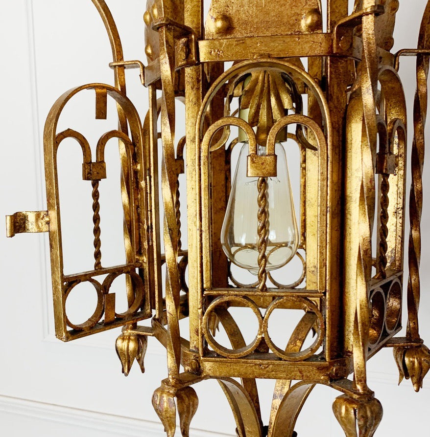 Italian Hand Forged Gilt Lantern 1950's