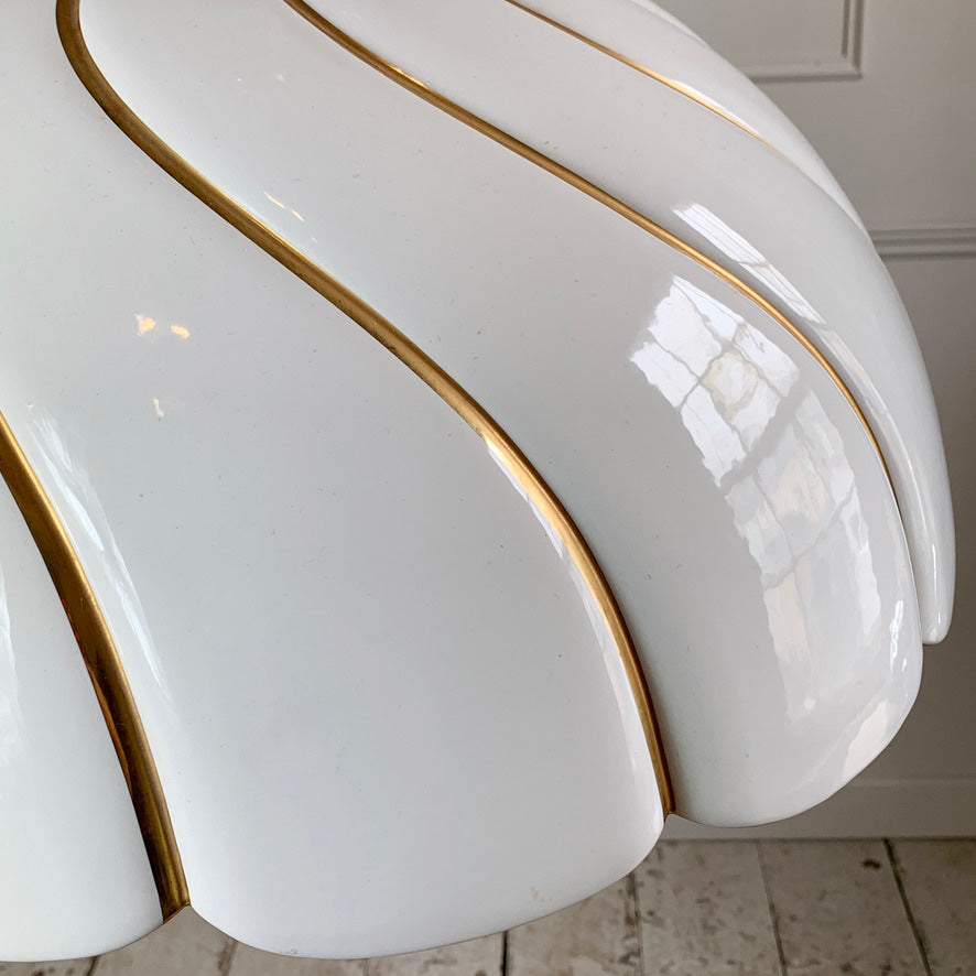 Tommaso Barbi Huge White and Gold Ceramic Pendant Light