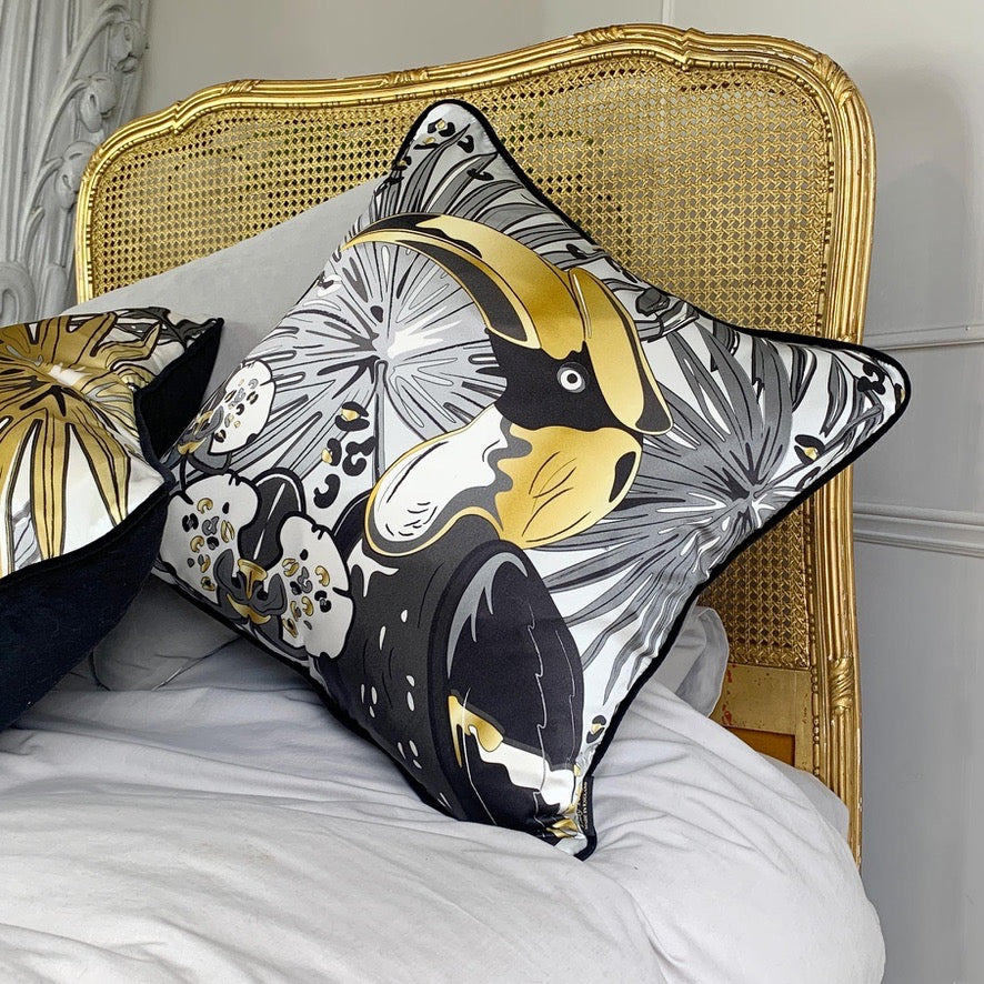 The Tropics Collection 'Hornbill' Luxury Silk Cushion