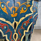 Mid Century Moroccan Painted Blue Wooden Star Table