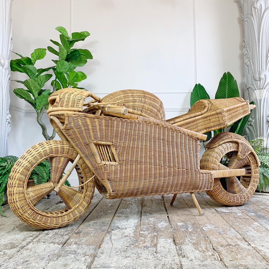 Incredible Life Size Wicker and Bamboo Racing Motorbike