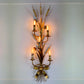 1960's Statement Gold French Bulrush Wall Sconce
