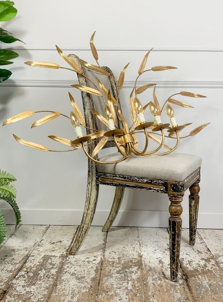 Extraordinary Huge Ferro Art Gold Leaf Wall Light