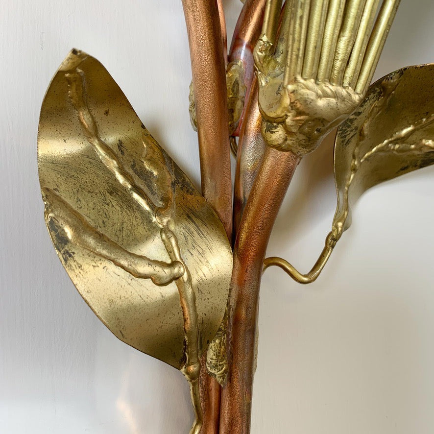 Henri Fernandez Signed Agate and Brass Wall Lights