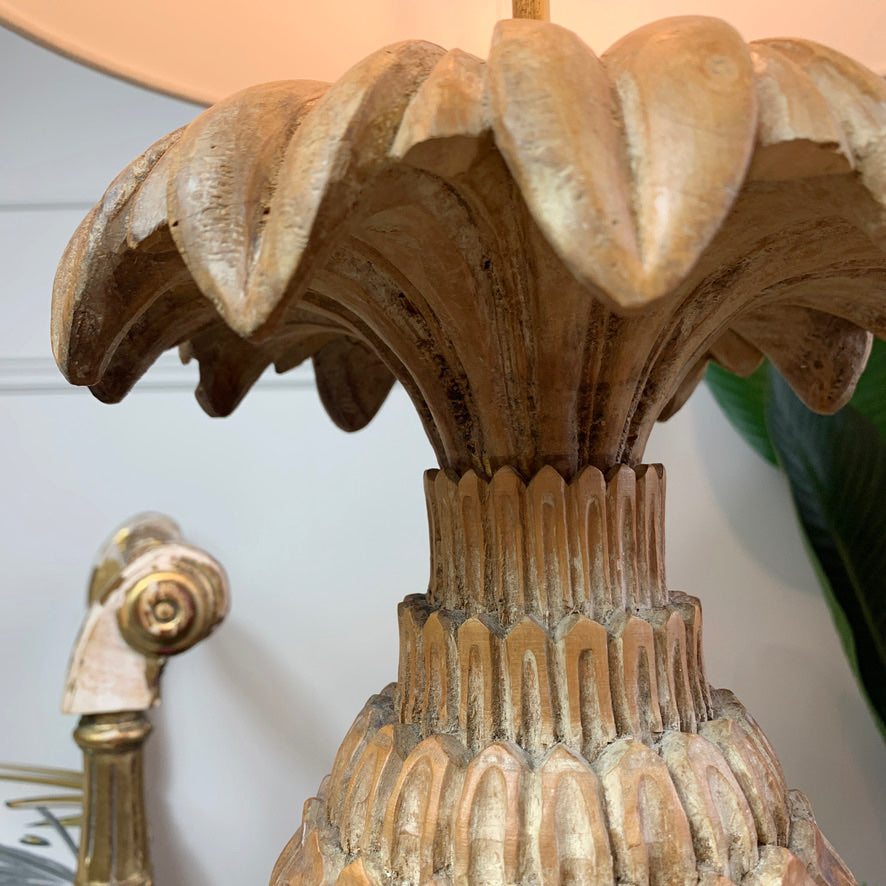 Maison Jansen Carved Wooden Pineapple Table Lamp