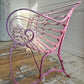 Early Victorian Scroll Arm Wrought Iron Pink Bench of Exceptional Proportions