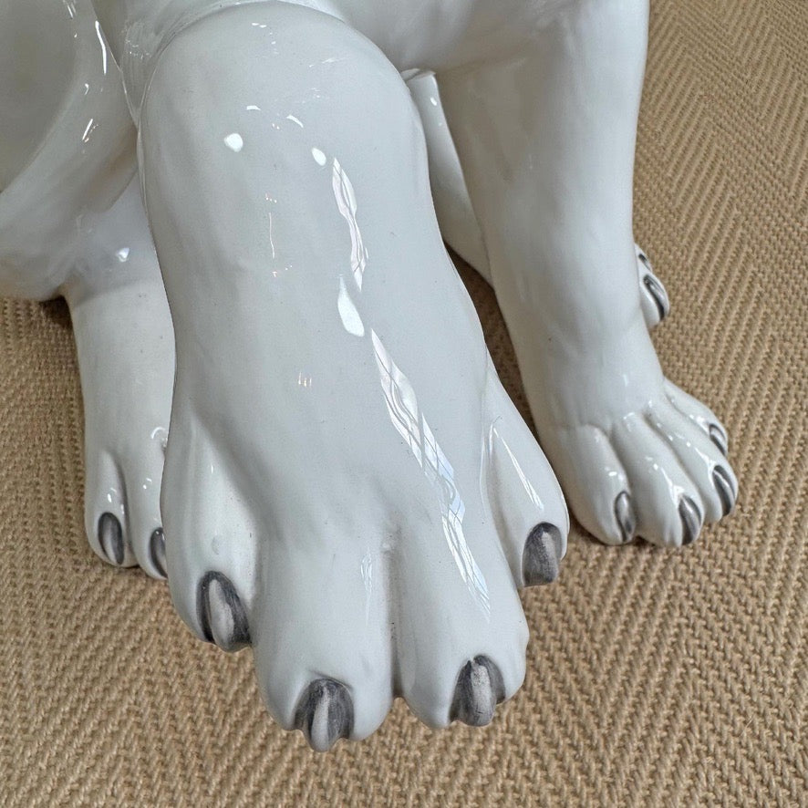 20th Century Italian Ceramic White Tiger Statue