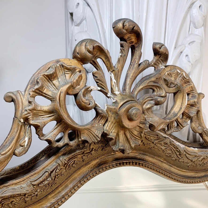 19th Century French Crested Gold Gesso Mirror