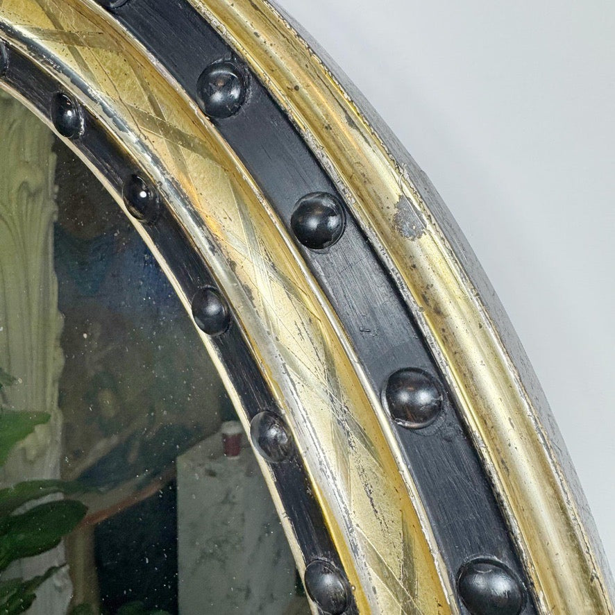 Large Regency Irish Giltwood and Ebonised Wall Mirror