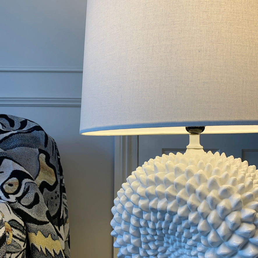 1970's White Ceramic Cactus Lamp Italian