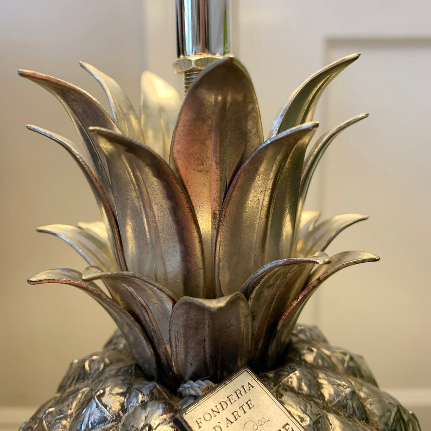 Rare Mauro Manetti Silver Pineapple Table Lamp 1960's