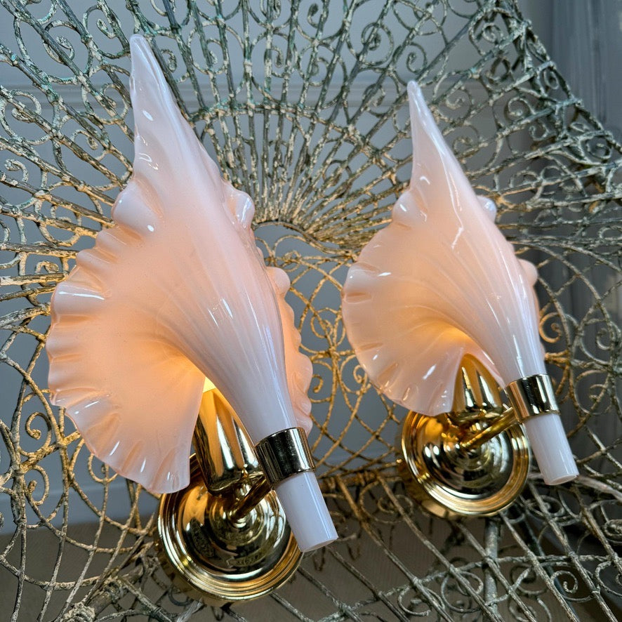 Barovier and Toso Pink Murano Glass Wall Lights