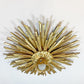 Large Water Gilded Gold Wooden Chapel Sunburst Flush Light