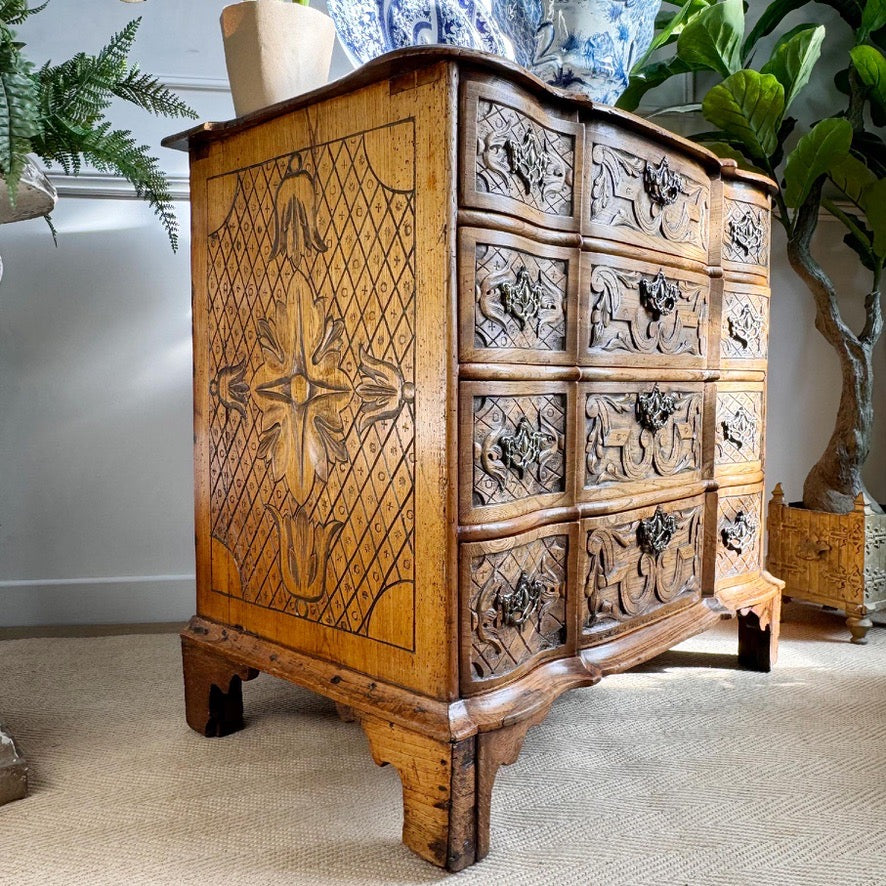 18th Century Carved Ash Dutch Serpentine Chest of Drawers