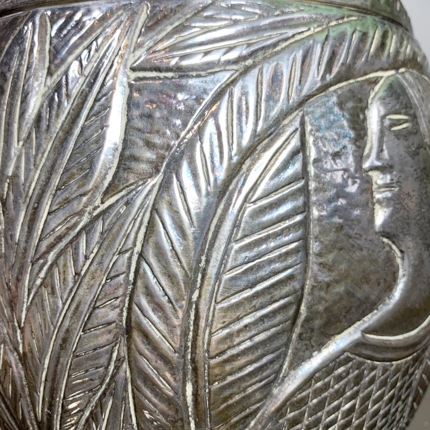 Modernist Silver Breton Design Ice Bucket in the Style of Marc Chagall, 1950's